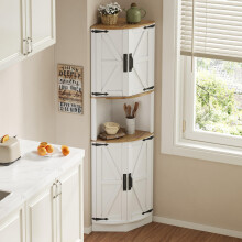 39,539,5180cm, Eckschrank,5 Staufächer,Vintage-Küchenschrank,weiße Holzoptik,rustikaler Stil,platzsparendes Eckmöbelstück,geeignet
