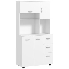 Küchenschrank, Buffet, 3 Schubladen, 3 Regale, viel Stauraum, 89x39,5x168cm, Weiß