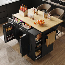 Moderne Kücheninsel, Küchenschrank, buffetschrank, Speisewagen mit Holzmaserung, Multifunktionale Esstisch mit Speicherraum, Speisewage