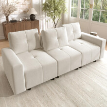 213 cm 3‑sitziges modulares Sofa zum Sitzen und Liegen, mit Schlaffunktion, großzügige Sitztiefe von bis zu 68 cm, verstellbare Sitztie