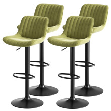Grün Esszimmer-Barhocker-Drehstühle, 4er-Set – samtbezogen, höhenverstellbar, 360-Schwenkfunktion