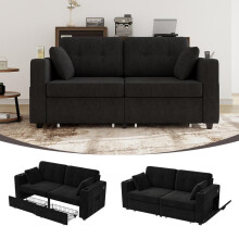 Zweisitziges Sofa mit zwei Stauraumschubladen und USB-Ladeanschlüssen, mit Getränkehaltern und Seitentaschen, ausgestattet mit versteck