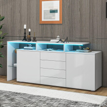 =316198199WAA Kommode, Sideboard mit LED, Wohnzimmermöbel in Weiß Hochglanz, Wohnzimmerschrank, Standschrank, TV-Schrank, Wohnzimmerwan