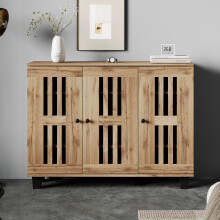 120*32*92cm Seitenschrank, Wohnzimmer-Beistelltisch, sideboard, 3-türiger breiter Schrank, 8 unterteilte Ablagefächer. Geeignet für Woh