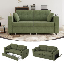 Zweisitziges Sofa mit zwei Stauraumschubladen und USB-Ladeanschlüssen, mit Getränkehaltern und Seitentaschen, ausgestattet mit versteck
