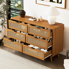 Kommode mit 6 Schubladen, Sideboard Schubladenschrank aus Holz, Schubladenkommode mit Metallgriffe, für Schlafzimmer, Wohnräume, Büro,