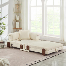 2-in-1 Folding Sofa with Sleep Function & USB/Type C Port & Storage, Compact Sofa Bed with Armrests for Small Spaces, Guest Room & Loft