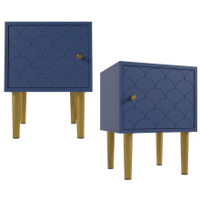(=WF290544AAB)2er Set Nachttisch,Nachtschrank Beistelltisch,Marineblau, Sofatisch passend zu jedem Bett & Schlafzimmer - H51/B35/T35 cm