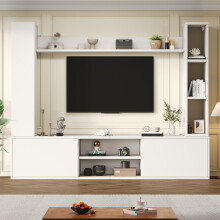 180*35*33.5cm TV Wohnwand-set mit Vitrinen (Komplett-Set, 4-St),Mediawand inkl.TV-Board, Standregal und 2 Wandregal,TV Wohnzimmermöbel-
