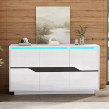 140*40*70cm Wohnzimmeranrichte,Sideboards Mit 3 Türen,vielseitig einsetzbar Kommode mit verstellbaren Trennwänden,breite grifflose Schl