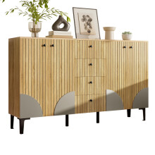 Moderner Aufbewahrungsschrank aus Holz mit 4 Türen und 4 Schubladen, minimalistisches Design, ideal für Wohnzimmer, Esszimmer oder Flur