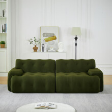 Cloud Sofa, übergroßer Zweisitzer – Breite Armlehnen und modernes Design mit Knopfverzierung. Geschwungenes Sofa, geeignet für Wohnzim