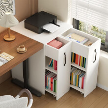Kleines Bücherregal mit Rollen 52 x 50 x 75 cm – Mit Regalböden und Schubladen,links/rechts umkehrbare Konfiguration, einzelnes Elemen