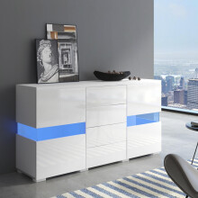 (316178185WAA )Hochglanz Weiß Sideboard Lagerung Schrank Schrank Einheit mit 16 Farben LED-Leuchten für Esszimmer Wohnzimmer