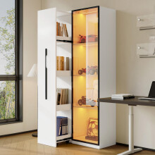 Multifunktionsschrank 160 cm hoch – Bücherregal und Vitrine mit Türen aus gehärtetem Glas, Türrahmen aus Aluminium, 1 Tür, 1 seitliche