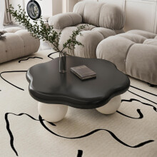 80cm Contrast Color Cloud Shaped Coffee Table, Petal-Shaped Modern Minimalist Coffee Table with Spherical Legs, Kid & Pet Friendly Livi