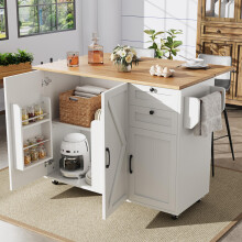 Moderne Kücheninsel, Küchenschrank, buffetschrank, Speisewagen mit Holzmaserung, buffetschrank, Multifunktionale Esstisch mit Speicherr