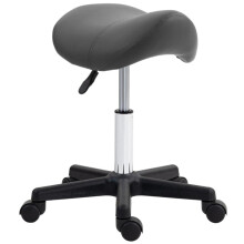 Rollhocker, sattelförmiger Sitz, höhenverstellbar, um 360 drehbar, Kunstleder, grau, 48 x 47 x 45-59 cm