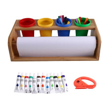 Bordsstaffi för Barn med Pappersrullehållare, 12 Pigment och 12 Akvarellpennor, Ritverktyg och Hobbystation