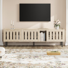 160*40*47cm Lowboards,Minimalistischer TV-Schrank,TV-Ständer aus Naturholz,Schrank mit durchbrochenem Design,TV-Board Geeignet für 65-Z