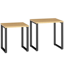 Couchtisch 2er Set Wohnzimmertisch mit Metallrahmen für Wohnzimmer Natur