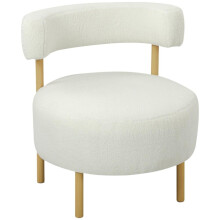 Sessel Loungesessel Relaxsessel mit Sherpa-Fleece, Metallbeinen in Holzoptik Polstersessel 67 x 67 x 71 cm Cremeweiß