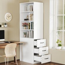 180 cm hohes, extra schmales Bücherregal mit seitlichen Schubladen - Verstellbare Böden, links und rechts austauschbar, geeignet für kl