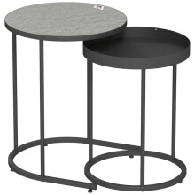2er-Set Wohnzimmertische, ineinander verschiebbar, Tablett-Design, Metall, Grau