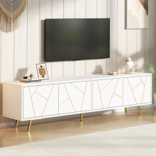 190 x 40 x 51,5 cm großer TV-Schrank für das Wohnzimmer mit 4 Schranktüren, lowboards mit 5 Metallbeinen,190 cm lang, geeignet für Fer