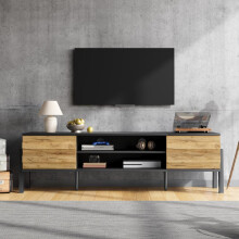 175*39.5*53cm TV-Schrank, Lowboard TV Board, TV-Konsole mit 2 Schränke und Offener Lagerraum, Fernsehtisch, TV-Ständer, Wohnzimmerschra