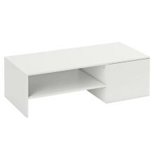 Verstellbarer Couchtisch, Metallschienen, Spanplatte, Fußpads, Weiß