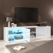 180*40*45cm TV-Schrank, lowboard Mit 3 Schranktüren, Schrank aus gehärtetem Glas,Hochwertiger Entertainment-TV-Schrank mit LEDs,Stand-T