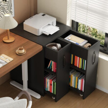 Bücherregal mit Rollen–mobiles Sideboard mit ausziehbarer Seitenschublade, große Rollen, Kantenschutz, umkehrbare Links-/Rechts-Konfig