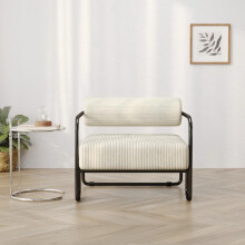 Moderner Lounge-Sessel mit stilvoller Rückenlehne 68.57370.5CM – Bezug aus weichem Corduroy & schwarzem Metallgestell. Minimalist