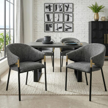 4 Esszimmerstühle, bequem und atmungsaktiv, geeignet für Esszimmer, Wohnzimmer, Cafés usw., moderner Stil, Chenil,Handläufe aus goldfar