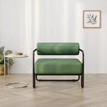 Moderner Lounge-Sessel mit stilvoller Rückenlehne 68.57370.5CM – Bezug aus weichem Corduroy & schwarzem Metallgestell. Minimalis