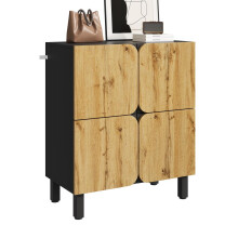 Dieser einzigartig gestaltete Schuhschrank verfügt über vier Türen, verstellbare Einlegeböden, schwarze Eisenbeine und gebogene Türen.