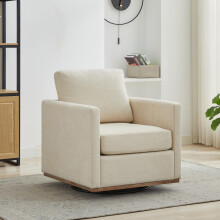Vierflächiger gepolsterter Dreh-Akzentstuhl, bequemer Sessel, 360-Clubstuhl & Loungesessel mit Armlehnen für Wohnzimmer, Schlafzimmer
