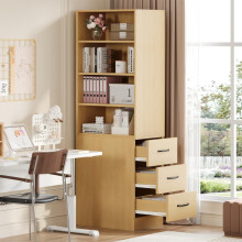 180 cm hohes, extra schmales Bücherregal mit seitlichen Schubladen - Verstellbare Böden, links und rechts austauschbar, geeignet für kl