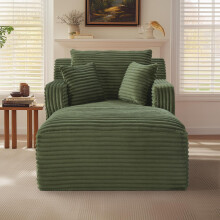 Modernes Chaiselongue Sofa aus Cord, Bequemes Schlafsofa / Relaxsessel ohne Montage, Liegesessel für Wohnzimmer, Büro & Apartment