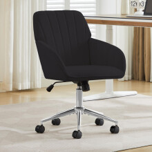 Höhenverstellbarer Bürodrehstuhl für Zuhause und Schlafzimmer, ergonomischer Drehstuhl mit Rückenlehne, geeignet für langes Sitzen.Schw