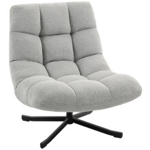 Sessel Drehbar Loungesessel mit Breiter Sitzfläche, wasserabweisend Chenille-Optik, gekreuzt Stahlbeine, Hellgrau