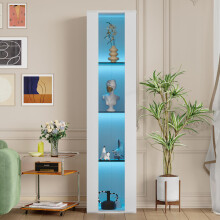 40 x 29 x 170 cm, multifunktionale Vitrine, Glastrennwand, LED-Farbwechsellicht, App-Einstellung, Acrylplatte, schlichtes Design, weiß
