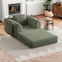 [Patented Design]Chenille-Schlafsofa 2-in-1 mit Staufach in der Armlehne, drei Metallrahmen und mehreren Konfigurationsmöglichkeiten.
