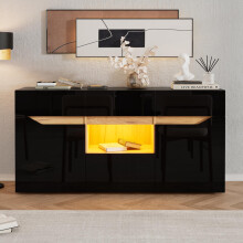 140*40*70cm Wohnzimmeranrichte,Sideboards Mit 4 Schubladen,Schrank mit zwei Fächern,breite grifflose Kommode,vielseitig einsetzbar,Hoch
