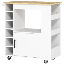 Küchenwagen Servierwagen mit Arbeitsplatte, Ablagen, Weinregalen, Küchenschrank Rollwagen mit Soft-Close-Scharnieren, Griff, Kücheninse