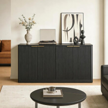 150cm modernes Sideboard mit Wellenform,Aufbewahrungsschrank mit geschwungenem Konturdesign,4-türiger Schrank mit Aufbewahrungsfunktion