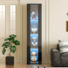 40 x 29 x 170 cm, multifunktionale Vitrine, Glastrennwand, LED-Farbwechsellicht, App-Einstellung, Acrylplatte, schlichtes Design, Schwa