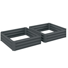 2er Set Hochbeet Stahl, Pflanzbeet Frühbeet Gartenbeet Blumenkasten steckbar, Pflanzkasten Pflanzkübel 100x100x30cm für Garten Balkon T
