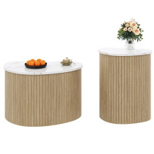Moderner minimalistischer Couchtisch, Marmormaserung, Holzmaserung, Beistelltisch im skandinavischen Stil, multifunktionaler Wohnzimmer